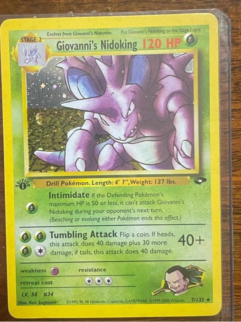 Giovanni's Nidoking 7/132 1st edition Holo
